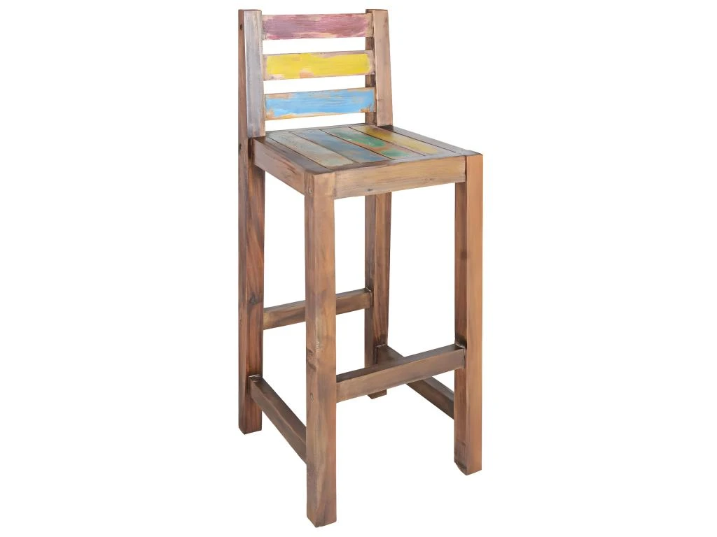 Tabourets De Bar Lot De 2 Bois Massif De Récupération 9 Tabourets De Bar Lot De 2 Bois Massif De Récupération – Image 7