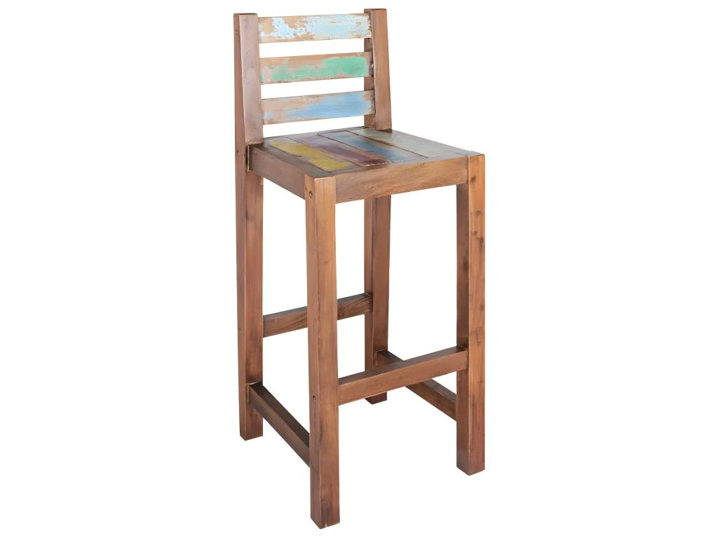 Tabourets De Bar Lot De 2 Bois Massif De Récupération 11 Tabourets De Bar Lot De 2 Bois Massif De Récupération – Image 9