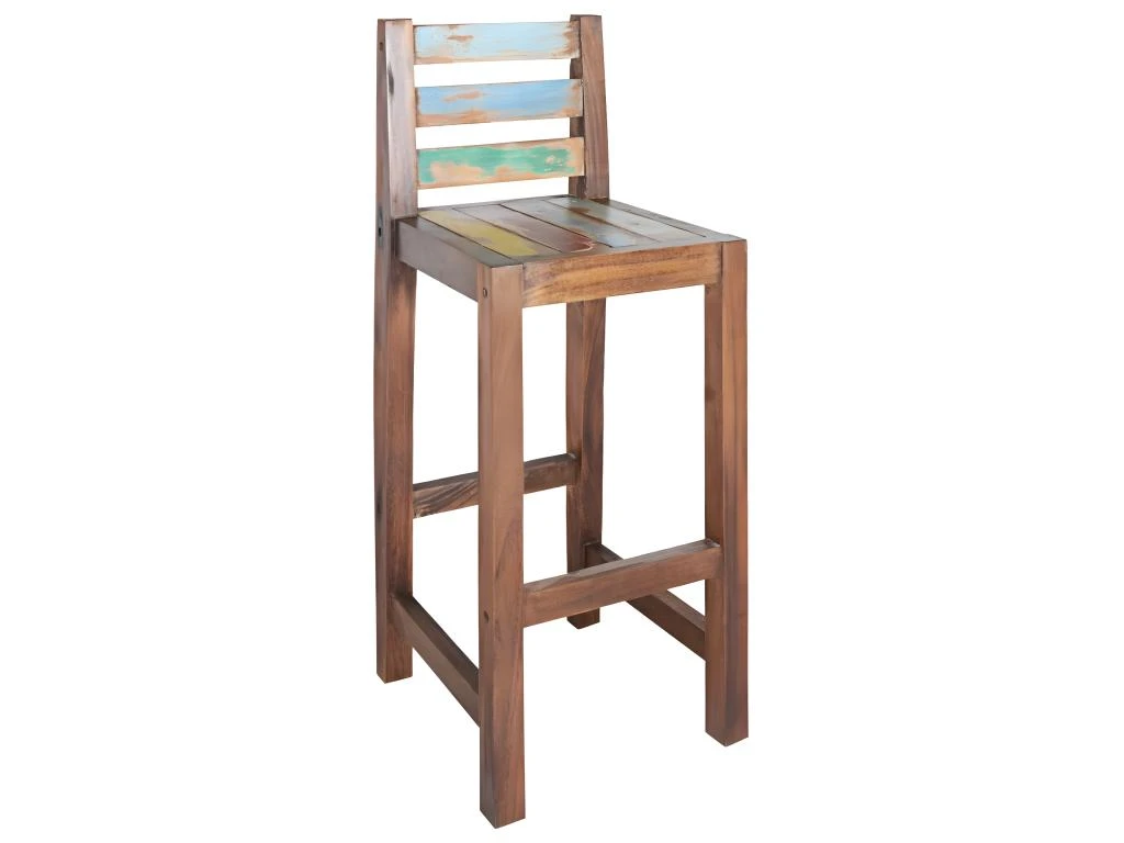 Tabourets De Bar Lot De 2 Bois Massif De Récupération 12 Tabourets De Bar Lot De 2 Bois Massif De Récupération – Image 10