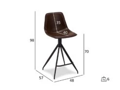 Issa Tabouret De Bar En Similicuir, Marron Foncé, Métal Noir. -Electroménager Soldes tabouret haut 22104091