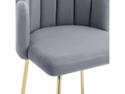 Lot De 2 Tabourets De Bar - Dossier En Forme De Pétale - Pieds Dorés - Velours - Gris -Electroménager Soldes tabouret haut 22137915