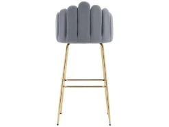 Lot De 2 Tabourets De Bar - Dossier En Forme De Pétale - Pieds Dorés - Velours - Gris -Electroménager Soldes tabouret haut 22137925