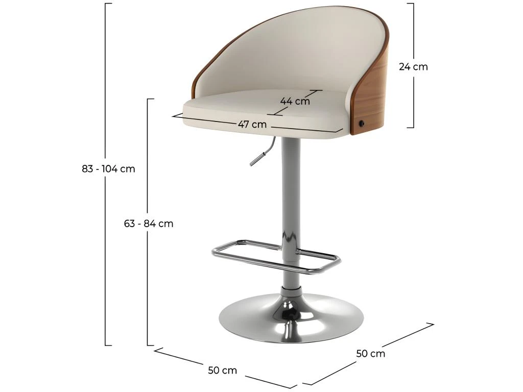 Chaise De Bar Carmelo Beige 63/84 Cm 5 Chaise De Bar Carmelo Beige 63/84 Cm – Image 3