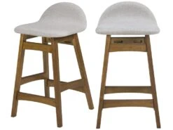 Tabouret De Bar Mi-hauteur Gemma Gris Et Bois Foncé 64 Cm (lot De 2)