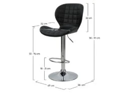 Chaise De Bar Noire Mazzia 53/74 Cm (lot De 2) -Electroménager Soldes tabouret haut 22350583