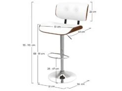 Chaise De Bar Melchior Blanche 69/91 Cm -Electroménager Soldes tabouret haut 22350897