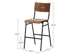 Chaise De Bar Mi-hauteur Clem En Bois Foncé 65 Cm (lot De 2) -Electroménager Soldes tabouret haut 22351255