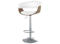 Chaise De Bar Blanche Basile Avec Accoudoirs 59/81 Cm