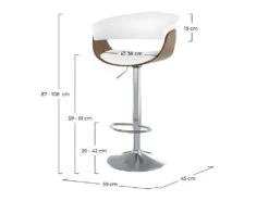 Chaise De Bar Blanche Basile Avec Accoudoirs 59/81 Cm -Electroménager Soldes tabouret haut 22351349