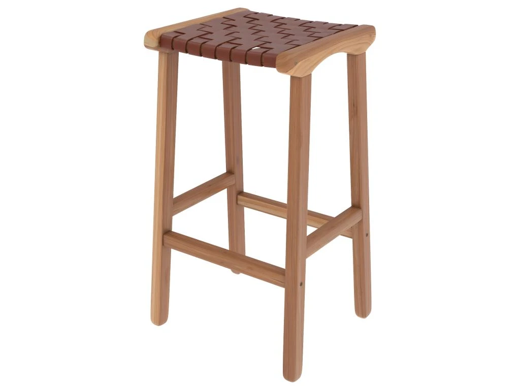 Tabouret De Bar Mi-hauteur Kuna En Cuir Tressé Marron 68 Cm 9 Tabouret De Bar Mi-hauteur Kuna En Cuir Tressé Marron 68 Cm – Image 7