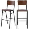 Chaise De Bar écolier Clem En Bois Foncé 75 Cm (lot De 2) -Electroménager Soldes tabouret haut 22351467