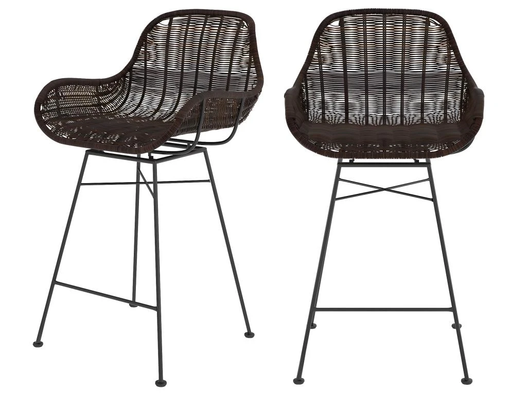 Chaise De Bar Mi-hauteur Carmela En Résine Tressée Marron 65 Cm (lot De 2) 3 Chaise De Bar Mi-hauteur Carmela En Résine Tressée Marron 65 Cm (lot De 2)