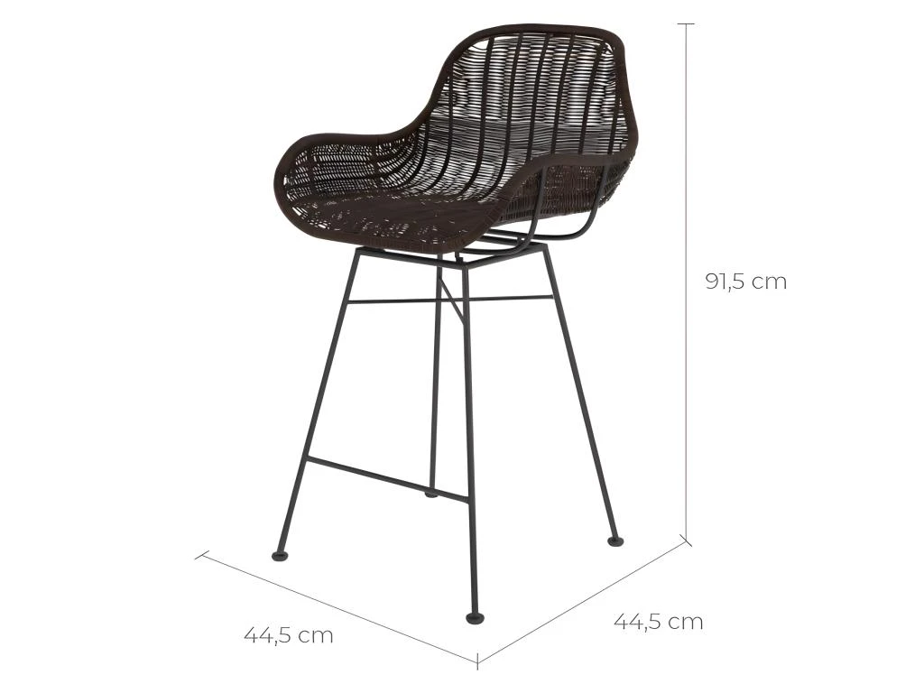 Chaise De Bar Mi-hauteur Carmela En Résine Tressée Marron 65 Cm (lot De 2) 4 Chaise De Bar Mi-hauteur Carmela En Résine Tressée Marron 65 Cm (lot De 2) – Image 2