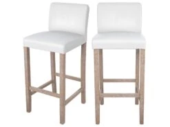 Chaise De Bar Havane En Tissu Blanc 75 Cm (lot De 2)