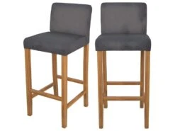 Chaise De Bar Havane En Tissu Gris Foncé 75 Cm (lot De 2)