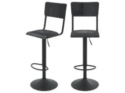 Chaise De Bar Clem Noire Réglable 60/80 Cm (lot De 2)