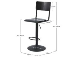 Chaise De Bar Clem Noire Réglable 60/80 Cm (lot De 2) -Electroménager Soldes tabouret haut 22352135