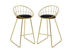 Lot De 2 Tabourets De Bar GIANNI Doré Et Noir