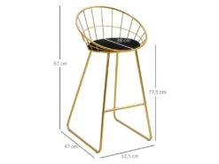 Lot De 2 Tabourets De Bar GIANNI Doré Et Noir -Electroménager Soldes tabouret haut 22407027