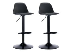 Lot De 2 Tabourets De Bar En Polypropylène Et Métal - Noir - XAFY