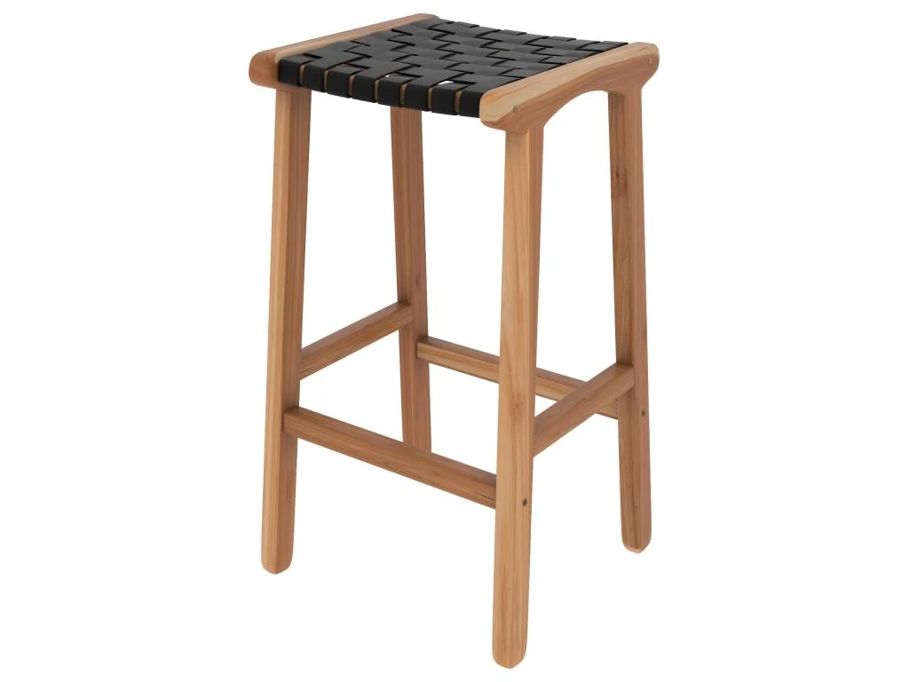 Tabouret De Bar Mi-hauteur Kuna En Cuir Tressé Noir 68 Cm 3 Tabouret De Bar Mi-hauteur Kuna En Cuir Tressé Noir 68 Cm