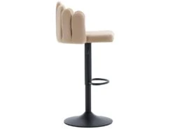 Lot De 2 Tabourets De Bar - Réglable En Hauteur - Dossier En Forme De Pétale - Velours - Beige -Electroménager Soldes tabouret haut 22704055