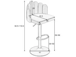 Lot De 2 Tabourets De Bar - Réglable En Hauteur - Dossier En Forme De Pétale - Velours - Beige -Electroménager Soldes tabouret haut 22704057