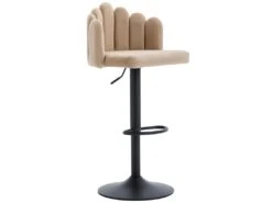 Lot De 2 Tabourets De Bar - Réglable En Hauteur - Dossier En Forme De Pétale - Velours - Beige -Electroménager Soldes tabouret haut 22704067