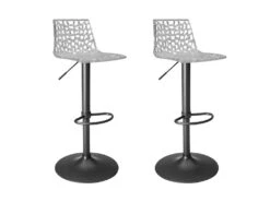 Lot De 2 Tabourets De Bar CLARK - Polycarbonate - Transparent - Base Noire -Electroménager Soldes tabouret 345645