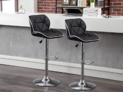 Lot De 2 Tabourets De Bar CALVIN - Simili - Hauteur Ajustable - Rouge -Electroménager Soldes tabouret 348887 1
