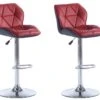 Lot De 2 Tabourets De Bar CALVIN - Simili - Hauteur Ajustable - Rouge