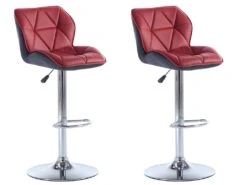 Lot De 2 Tabourets De Bar CALVIN - Simili - Hauteur Ajustable - Rouge