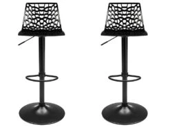 Lot De 2 Tabourets De Bar CLARK - Polypropylène - Noir - Base Noire