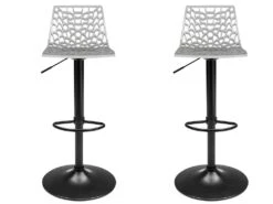 Lot De 2 Tabourets De Bar CLARK - Polypropylène - Gris - Base Noire