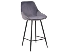 Lot De 2 Tabourets De Bar - Velours - Gris - MASURIE -Electroménager Soldes tabouret 349375