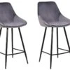 Lot De 2 Tabourets De Bar - Velours - Gris - MASURIE -Electroménager Soldes tabouret 349379