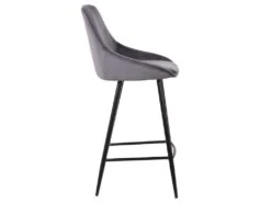Lot De 2 Tabourets De Bar - Velours - Gris - MASURIE -Electroménager Soldes tabouret 349381