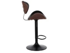 Lot De 2 Tabourets De Bar MONTENEGRO - Hauteur Ajustable - Simili - Naturel Foncé Et Noir -Electroménager Soldes tabouret 350539