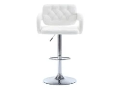 Lot De 2 Tabourets De Bar CONAN - Simili - Hauteur Ajustable - Blanc -Electroménager Soldes tabouret 353477