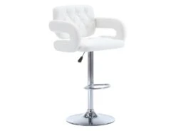 Lot De 2 Tabourets De Bar CONAN - Simili - Hauteur Ajustable - Blanc -Electroménager Soldes tabouret 353479