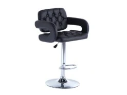 Lot De 2 Tabourets De Bar CONAN - Simili - Hauteur Ajustable - Noir -Electroménager Soldes tabouret 353483