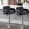 Lot De 2 Tabourets De Bar CONAN - Simili - Hauteur Ajustable - Noir -Electroménager Soldes tabouret 353491