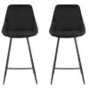 Lot De 2 Tabourets De Bar - Velours - Noir - MASURIE -Electroménager Soldes tabouret 381277