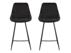 Lot De 2 Tabourets De Bar - Velours - Noir - MASURIE