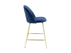 Lot De 2 Tabourets De Bar - Velours Et Métal Doré - Bleu - MELBOURNE -Electroménager Soldes tabouret 404289