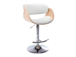 Lot De 2 Tabourets De Bar JELSA - Simili Et Métal Chromé - Chêne Et Blanc -Electroménager Soldes tabouret 449155