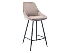 Lot De 2 Tabourets De Bar - Velours - Taupe - MASURIE -Electroménager Soldes tabouret 449181