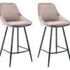 Lot De 2 Tabourets De Bar - Velours - Taupe - MASURIE -Electroménager Soldes tabouret 449191