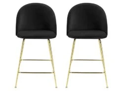 Lot De 2 Tabourets De Bar - Velours Et Métal Doré - Noir - MELBOURNE 11 Lot De 2 Tabourets De Bar - Velours Et Métal Doré - Noir - MELBOURNE -Electroménager Soldes tabouret 452495