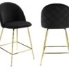 Lot De 2 Tabourets De Bar - Velours Et Métal Doré - Noir - MELBOURNE 2 Lot De 2 Tabourets De Bar - Velours Et Métal Doré - Noir - MELBOURNE -Electroménager Soldes tabouret 452499